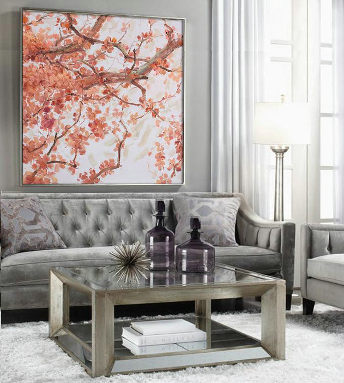 Abstract Painting Extra Large Canvas Art,Abstract Flower Oil Painting,Modern Art Abstract Painting,Red,White,Gray.etc